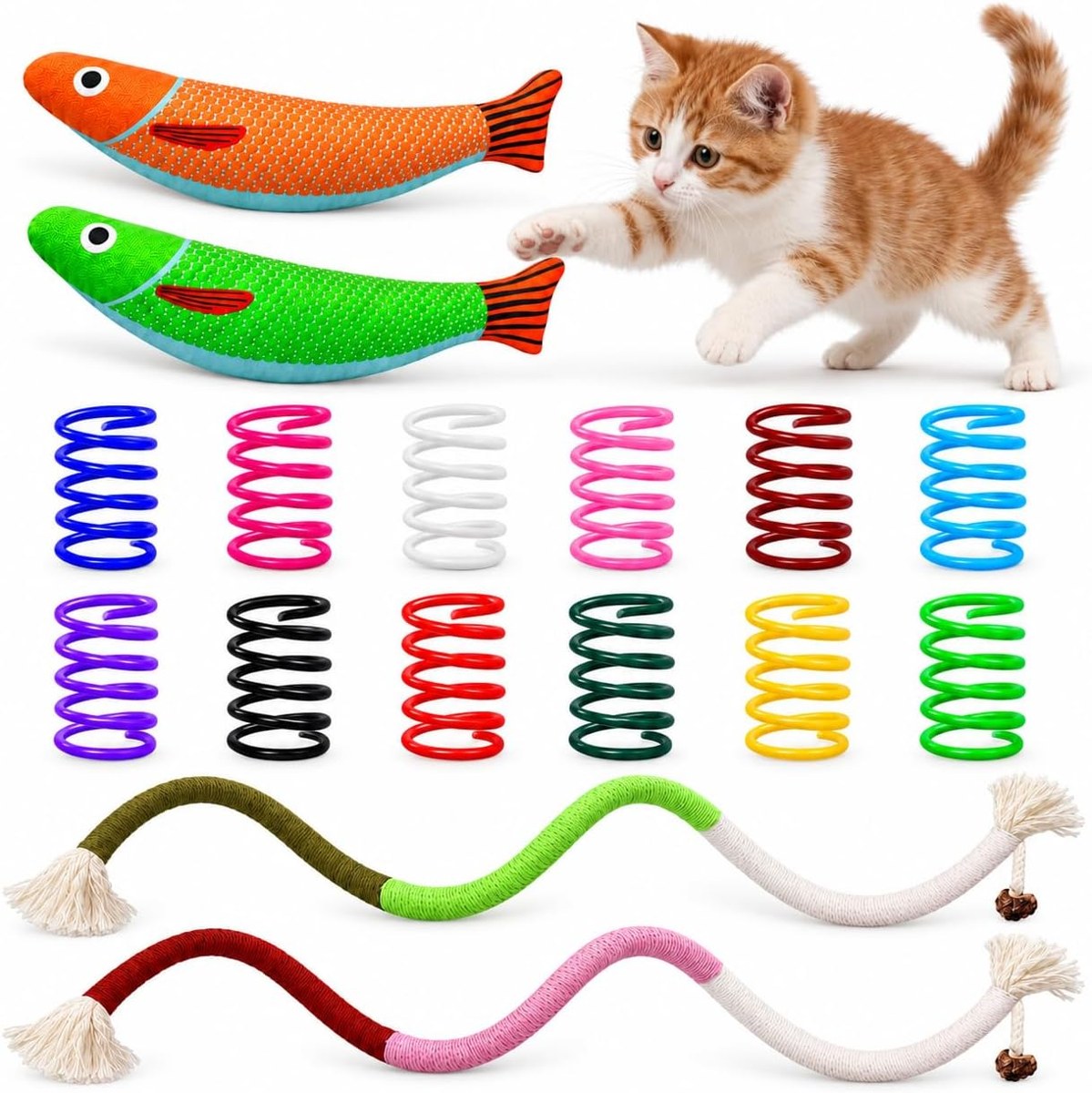 AGYM 16-Piece Cat Toy Set with Fish Kickers