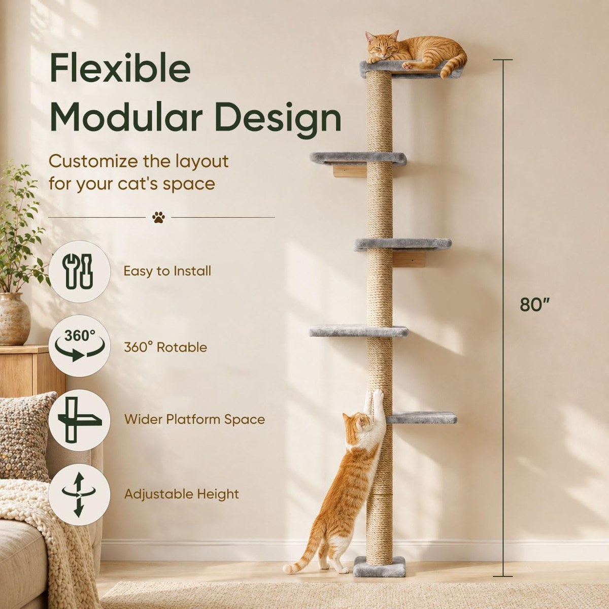 80" Wall Cat Tree