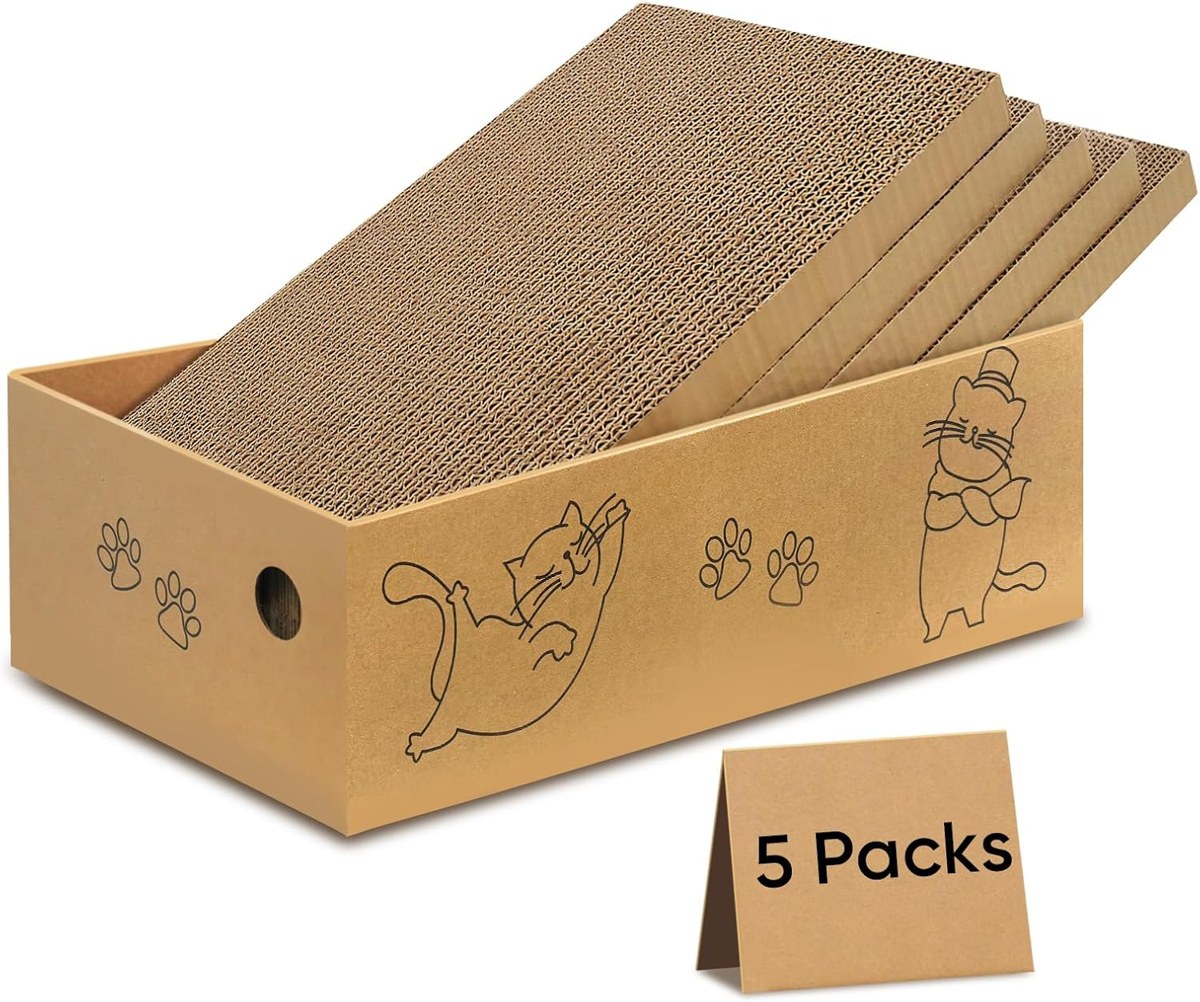 AGYM Cardboard Cat Scratcher Box, 5 Pads